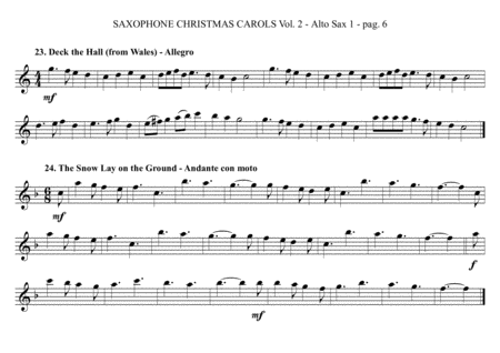 SAXOPHONE CHRISTMAS CAROLS vol. 2 - 12 more English Carols for Sax Quartet (SATB or AATB)