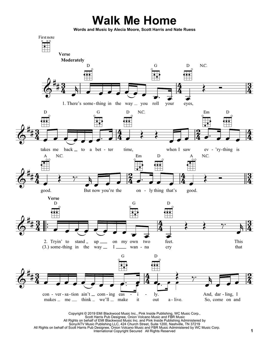 Walk Me Home Ukulele scores gallery preview page 1