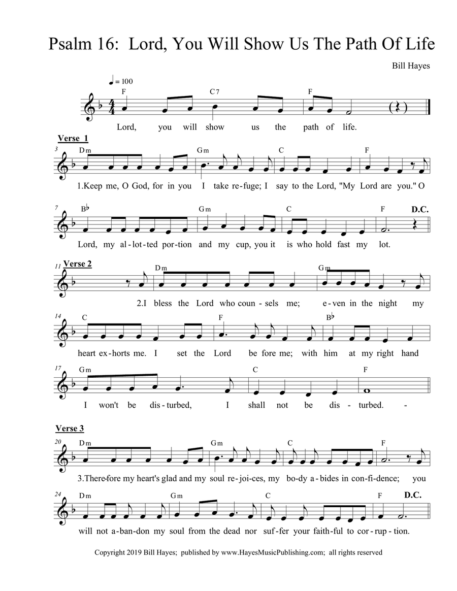 Psalm 16: Lord You Will Show Us The Path Of Life Small Ensemble scores gallery preview page 1