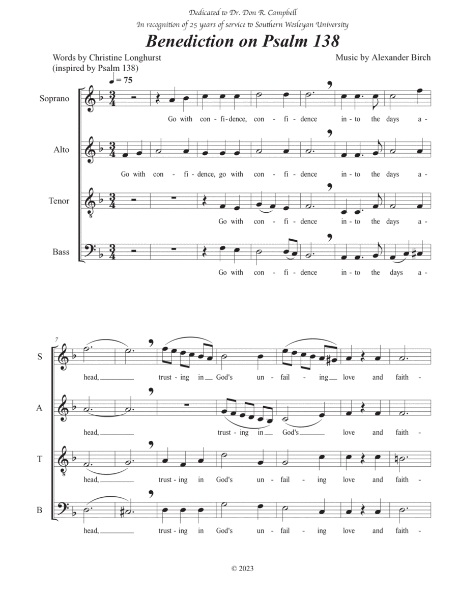Benediction on Psalm 138 4-Part scores gallery preview page 1