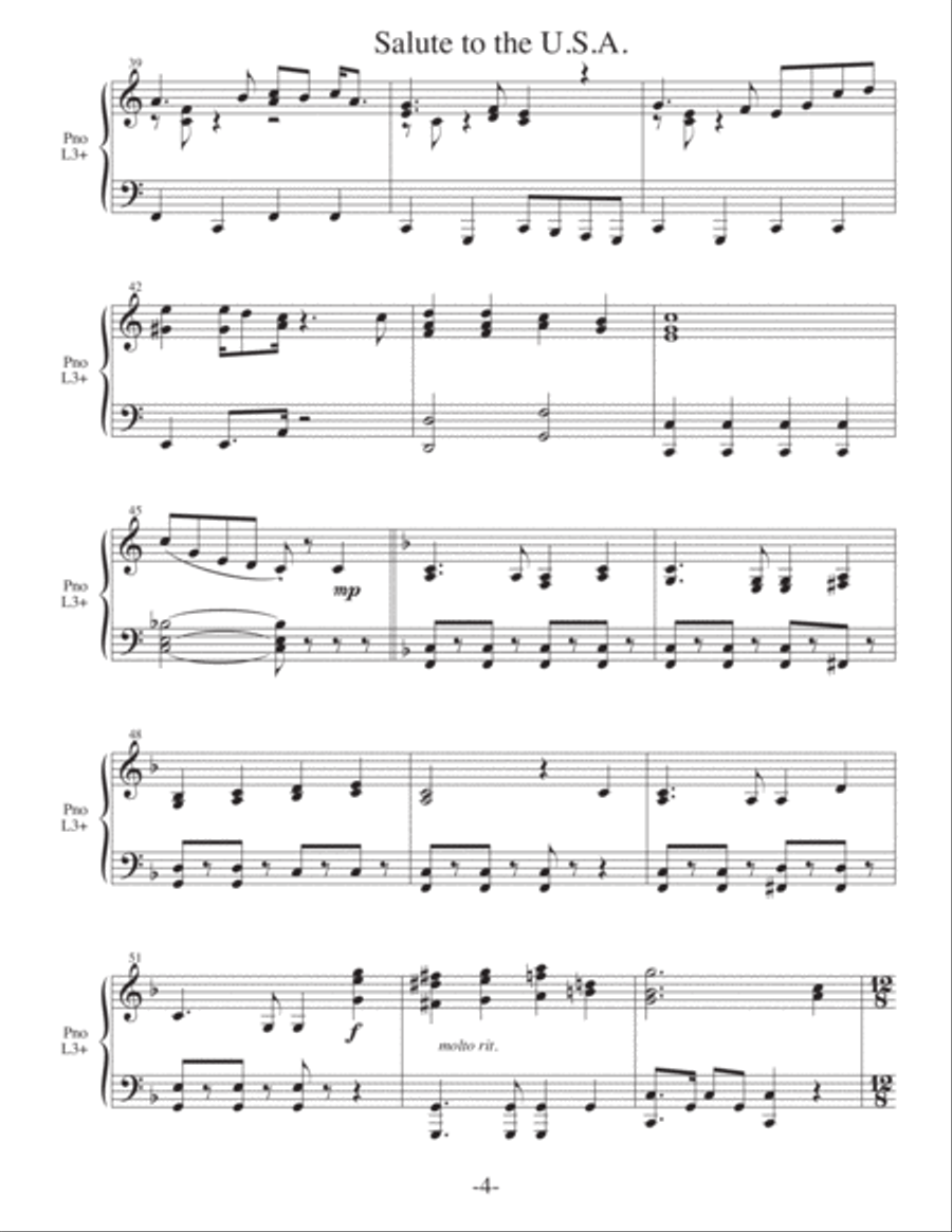 Salute to the U.S.A. - Medley (2 for 1 PIANO Arrangements) Piano Solo scores gallery preview page 5