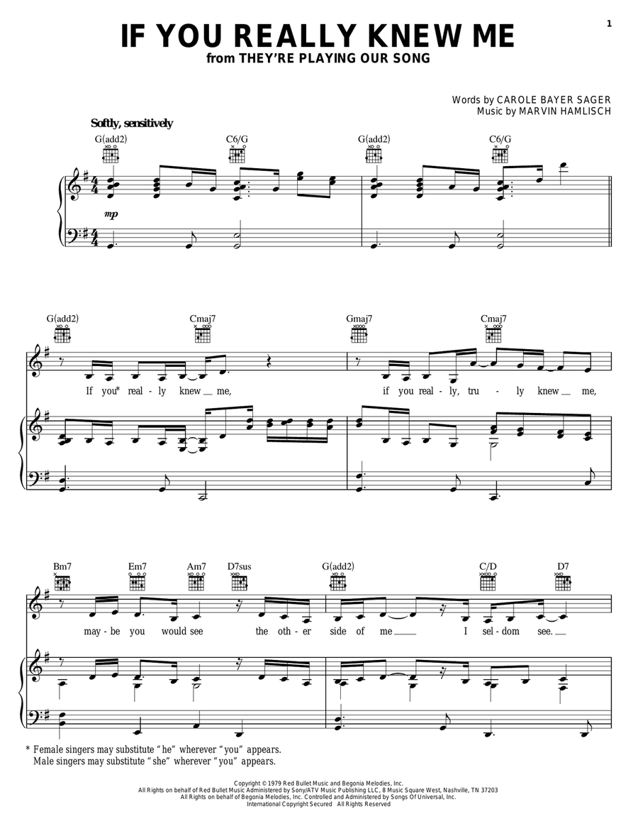 If You Really Knew Me Piano, Vocal, Guitar scores gallery preview page 1