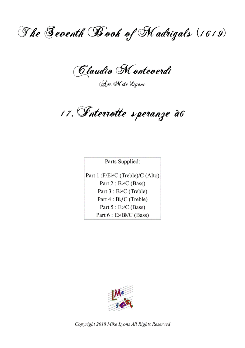 Monteverdi - The Seventh Book of Madrigals (1619) - 17. Interrotte speranze a6 image number null