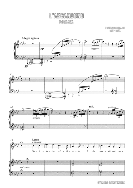 Bellini-L'abbandono in f minor，for voice and piano image number null