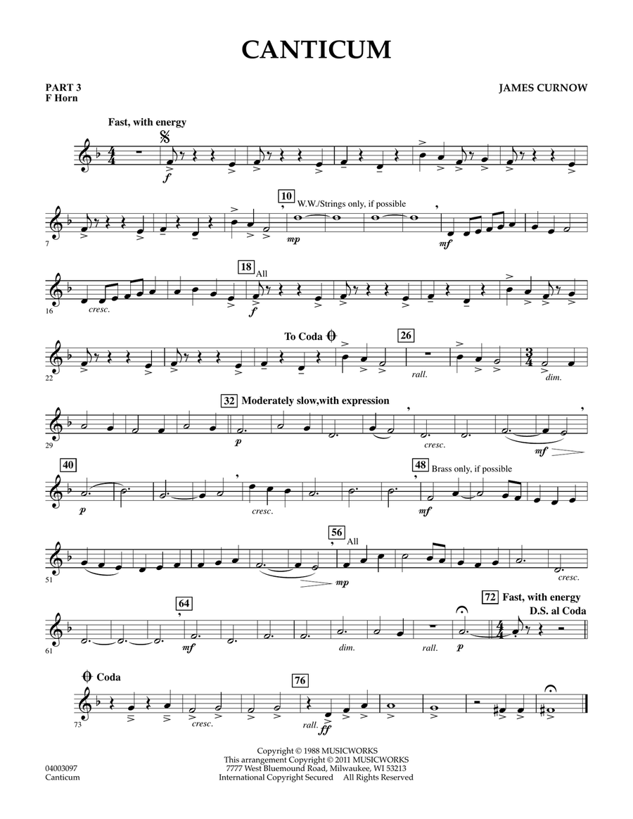 Canticum - Pt.3 - F Horn