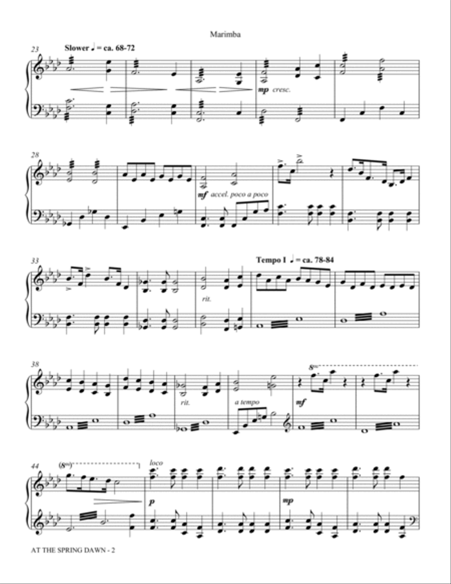 At The Spring Dawn - Marimba Choir scores gallery preview page 2