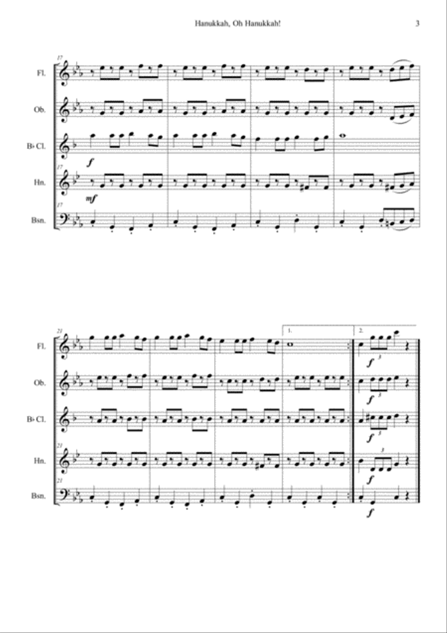 Hanukkah Oh Hanukkah - Woodwind Quintet Hanukkah Oh Hanukkah - Woodwind Quintet Woodwind Quintet scores gallery preview page 4