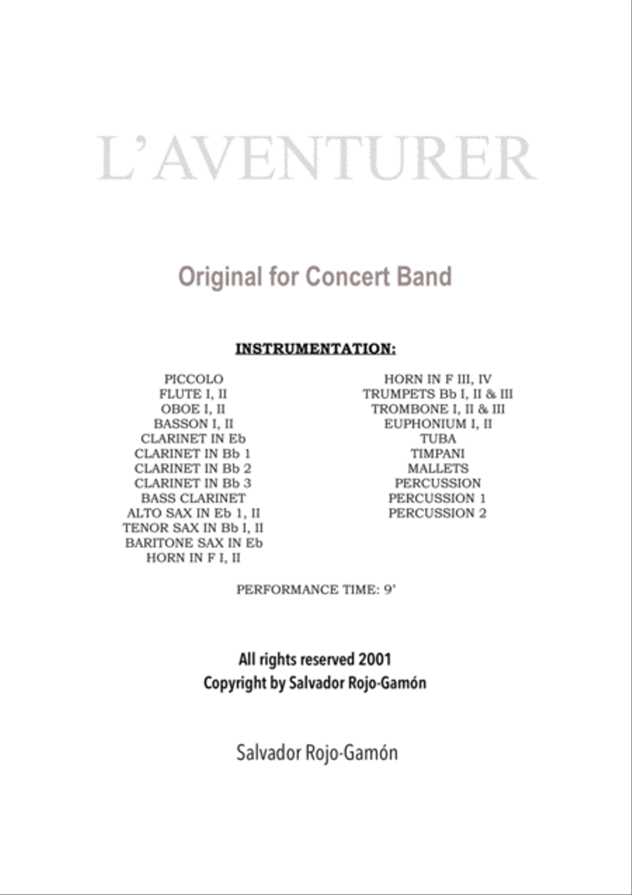 L'aventurer Concert Band scores gallery preview page 2
