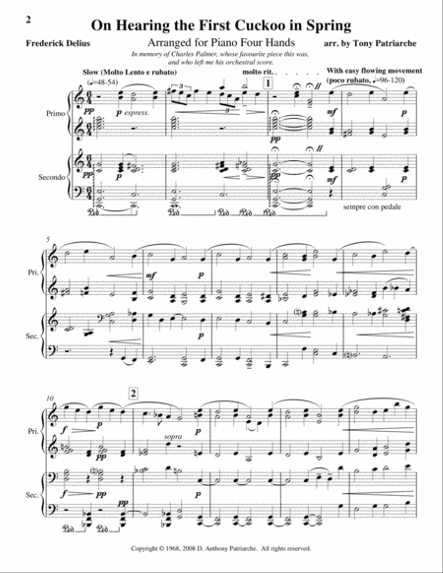 On Hearing the First Cuckoo in Spring - Piano Duet Piano Duet scores gallery preview page 2