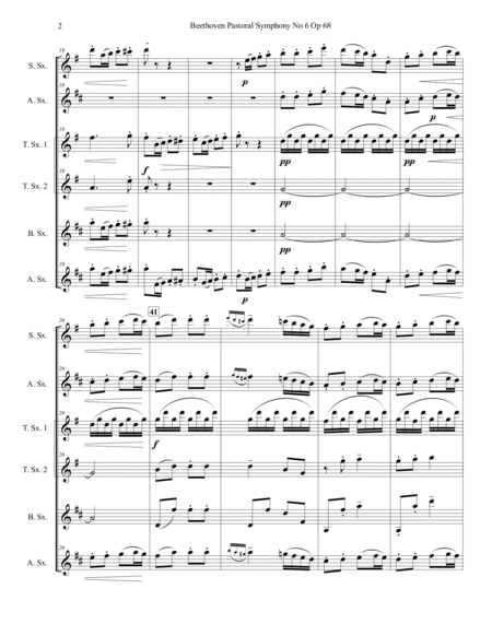 Beethoven Pastoral Symphony No 6 Countryside Arrival Sax Quartet by Ludwig van Beethoven Saxophone Quartet - Digital Sheet Music