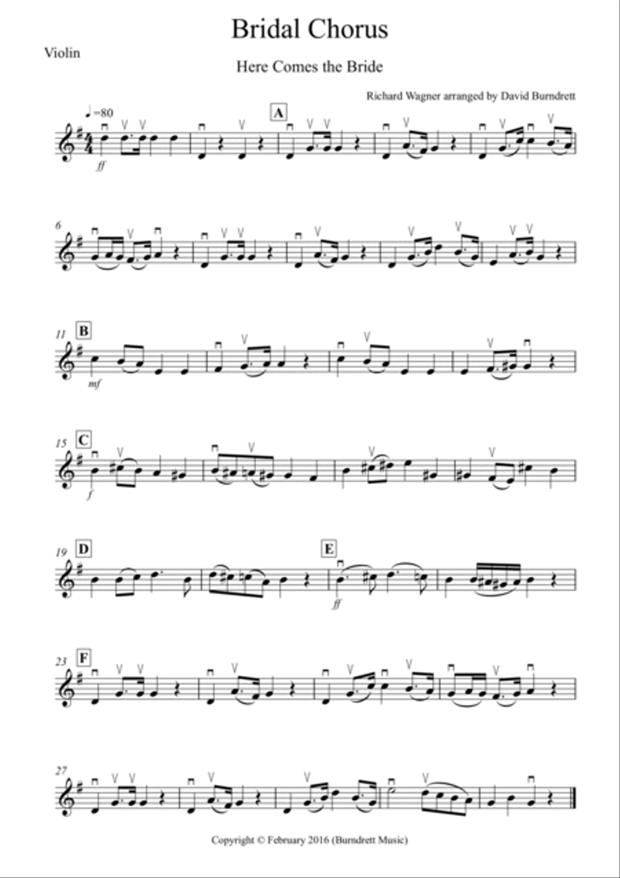 Bridal Chorus "Here Comes The Bride" for Violin and Piano image number null