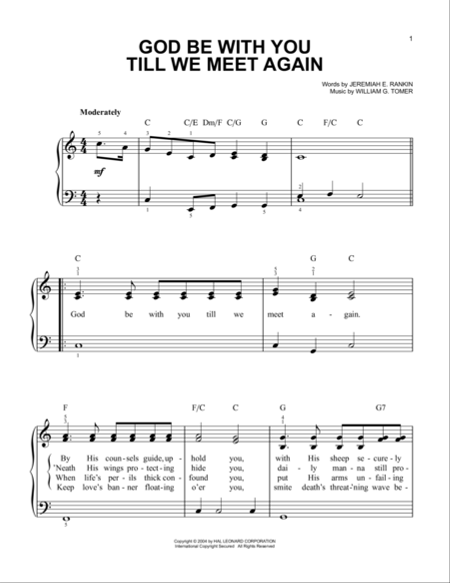 God Be With You Till We Meet Again Easy Piano scores gallery preview page 1