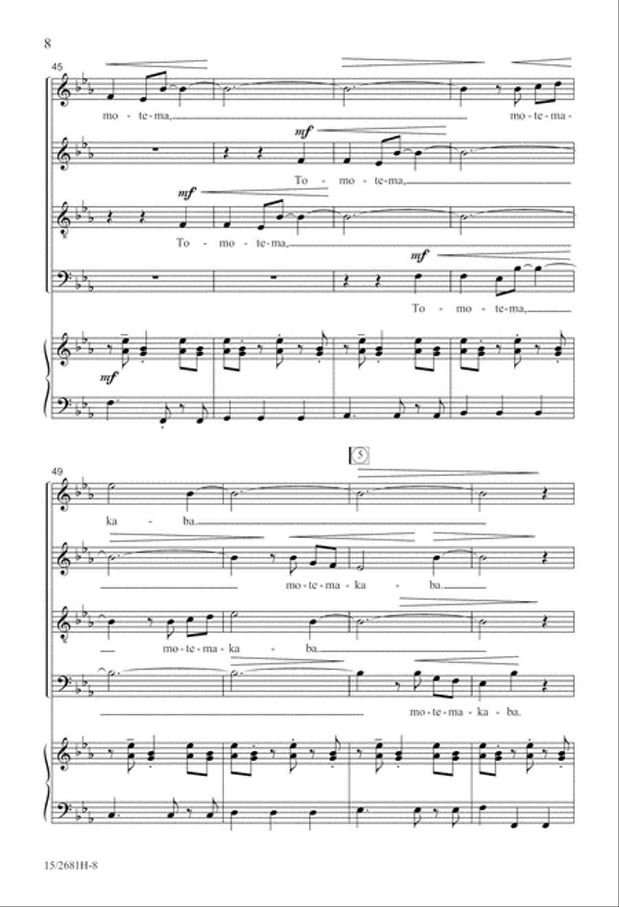 Nzembo na Mvula Zamba (Song of the Rainforest) 4-Part scores gallery preview page 8