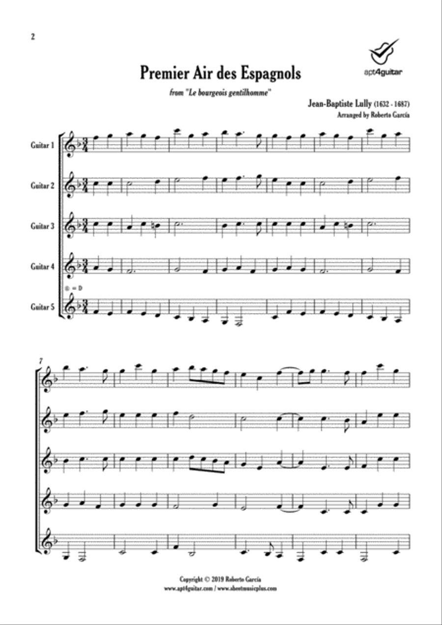 Premier Air des Espagnols Guitar Ensemble scores gallery preview page 2