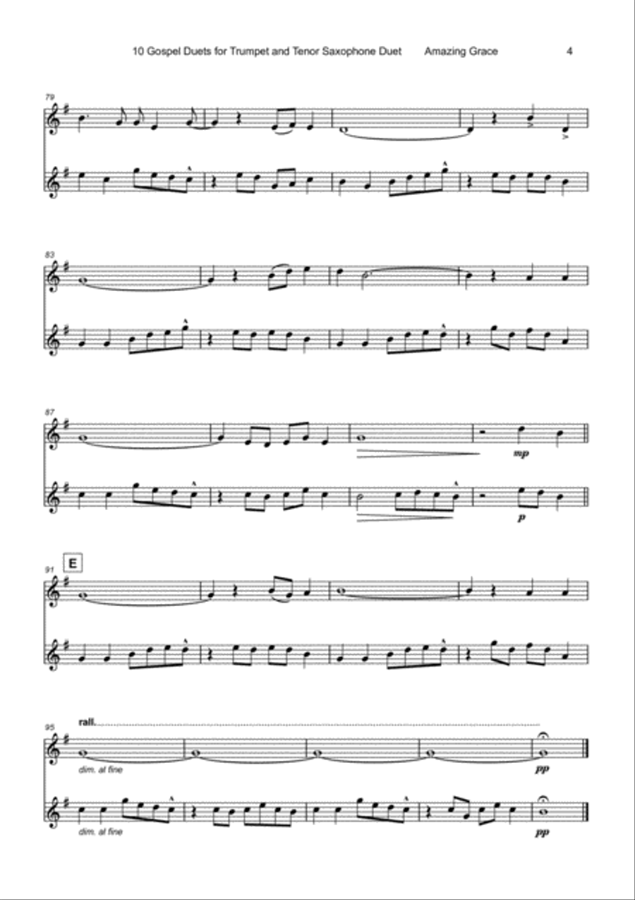 10 Gospel Duets for Trumpet and Tenor Saxophone Tenor Saxophone scores gallery preview page 6