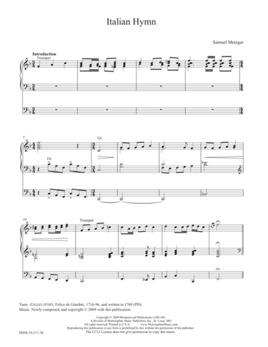 Italian Hymn Choir scores gallery preview page 1