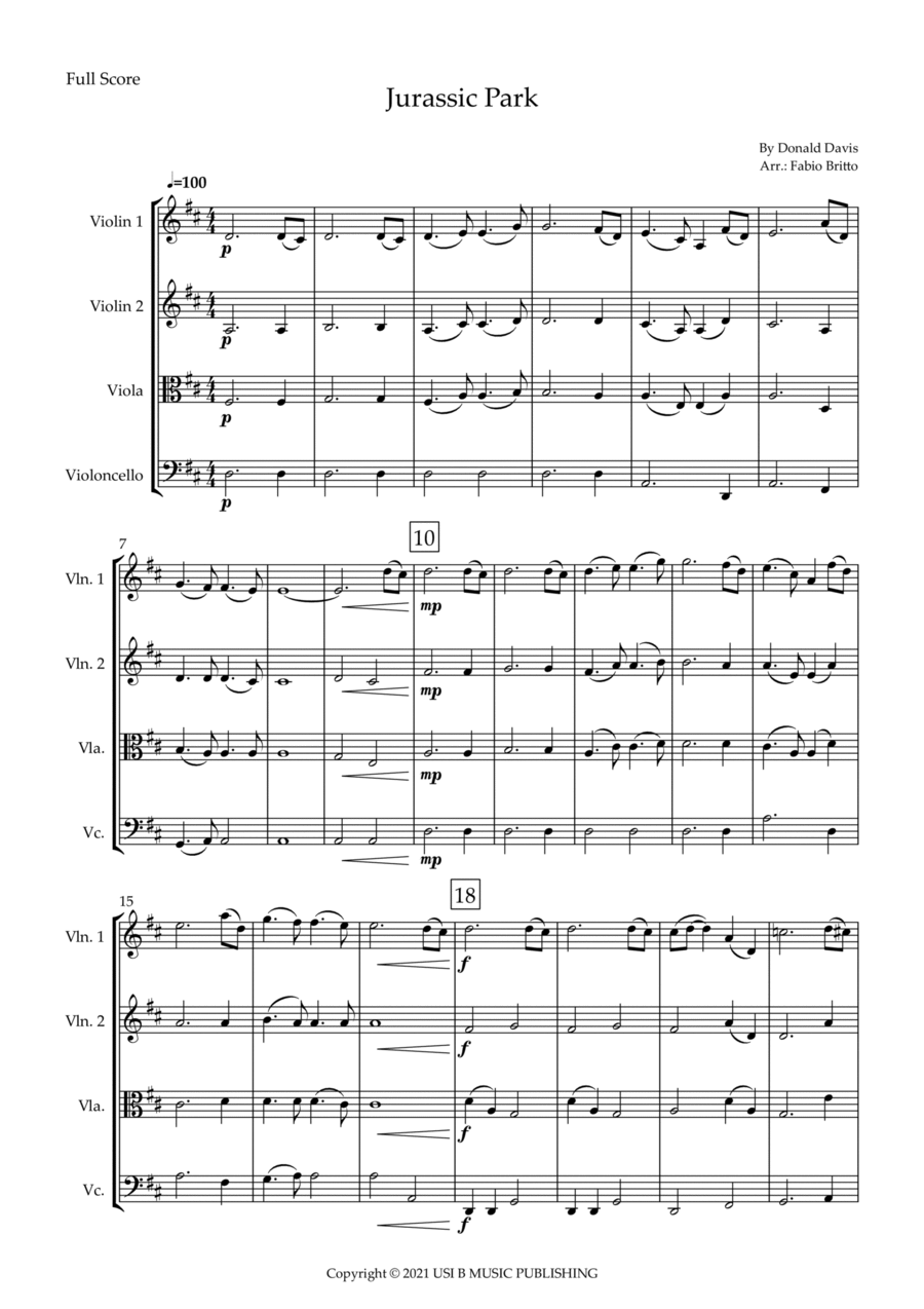 Jurassic Park Iii Jurassic Park Iii String Quartet scores gallery preview page 1