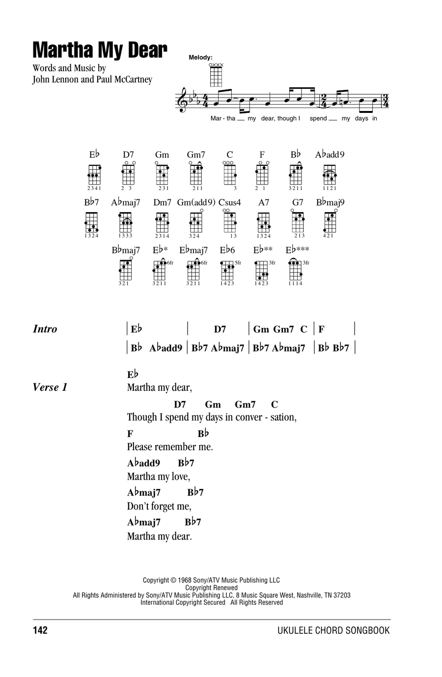 Martha My Dear Ukulele scores gallery preview page 1