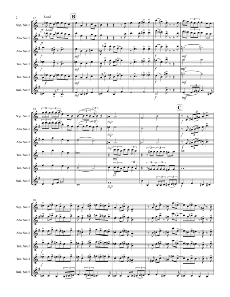 You're A Mean One, Mr. Grinch Saxophone Quintet scores gallery preview page 3