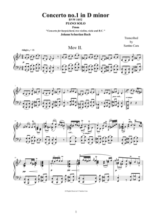 Book cover for J.S.Bach - Concerto no.1 in D minor BWV1052 -2 Adagio - Piano version