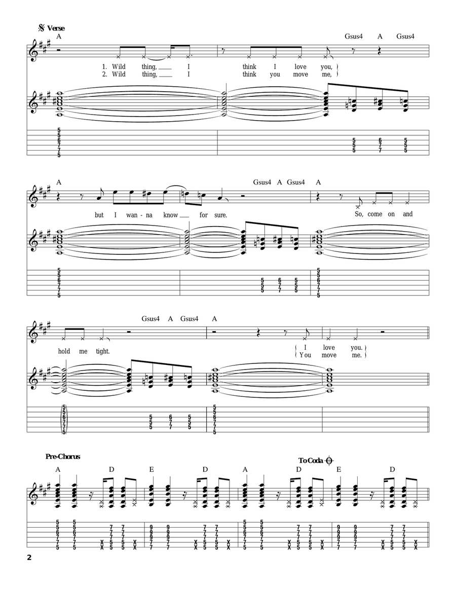 Wild Thing Acoustic Guitar scores gallery preview page 2