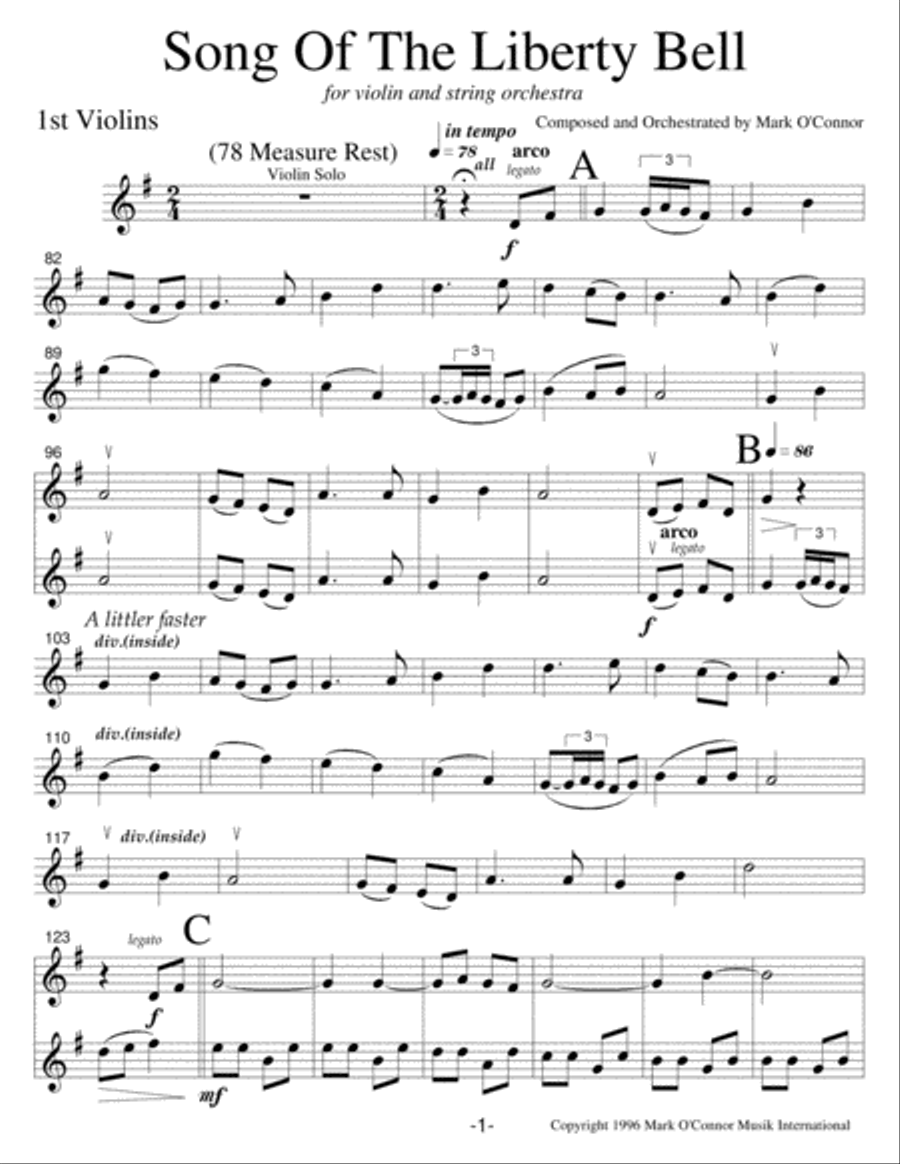 Song Of The Liberty Bell (string parts - violin and string orchestra) String Orchestra scores gallery preview page 4