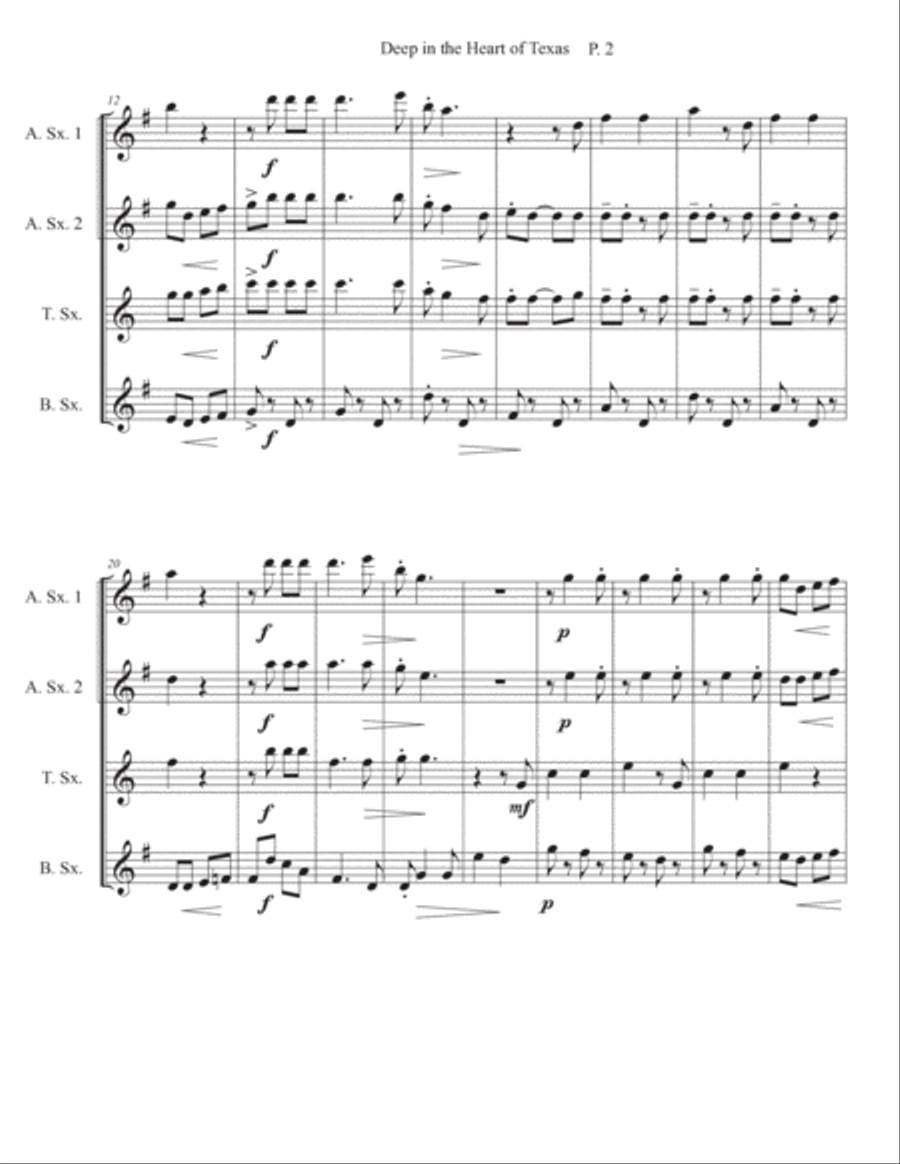 Deep In The Heart Of Texas Woodwind Quartet scores gallery preview page 3