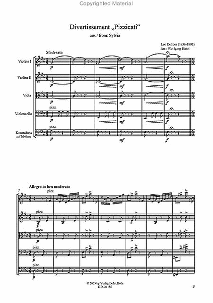 Pizzicati op. 257 -Divertissement aus "Sylvia"- (für Streichquartett)