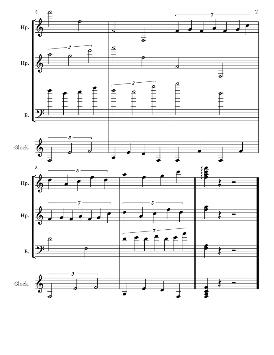 A 79 for harps, upright bass & glockenspiel Small Ensemble scores gallery preview page 2