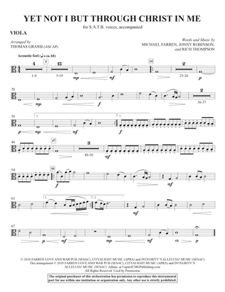 Book cover for Yet Not I But Through Christ in Me (arr. Thomas Grassi) - Viola