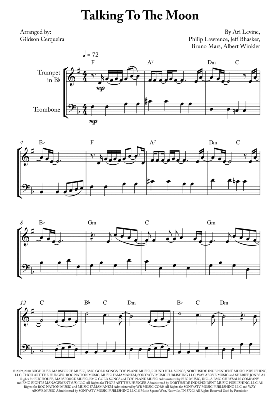 Talking To The Moon Brass Duet scores gallery preview page 1