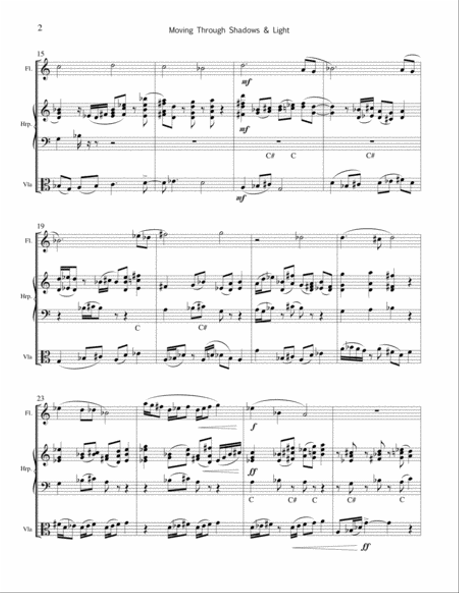 Moving Through Shadows & Light – fl, harp, vla Small Ensemble scores gallery preview page 3