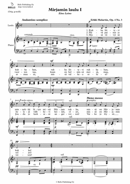 Mirjamin laulu 1, Op. 4 No. 3 (F Major)
