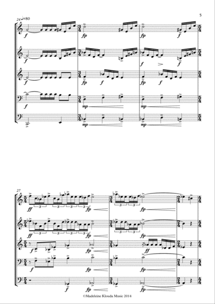 Fanfare to a New Beginning for Brass Quintet Brass Quintet scores gallery preview page 5