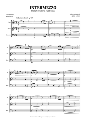 Intermezzo from Cavalleria Rusticana for Wind Trio (Flute, Oboe, Bassoon) in B-flat Major