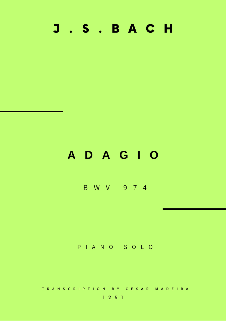 Adagio (BWV 974) - Piano Solo (Full Score) Piano Solo scores gallery preview page 1