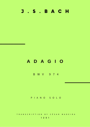 Book cover for Adagio (BWV 974) - Piano Solo (Full Score)
