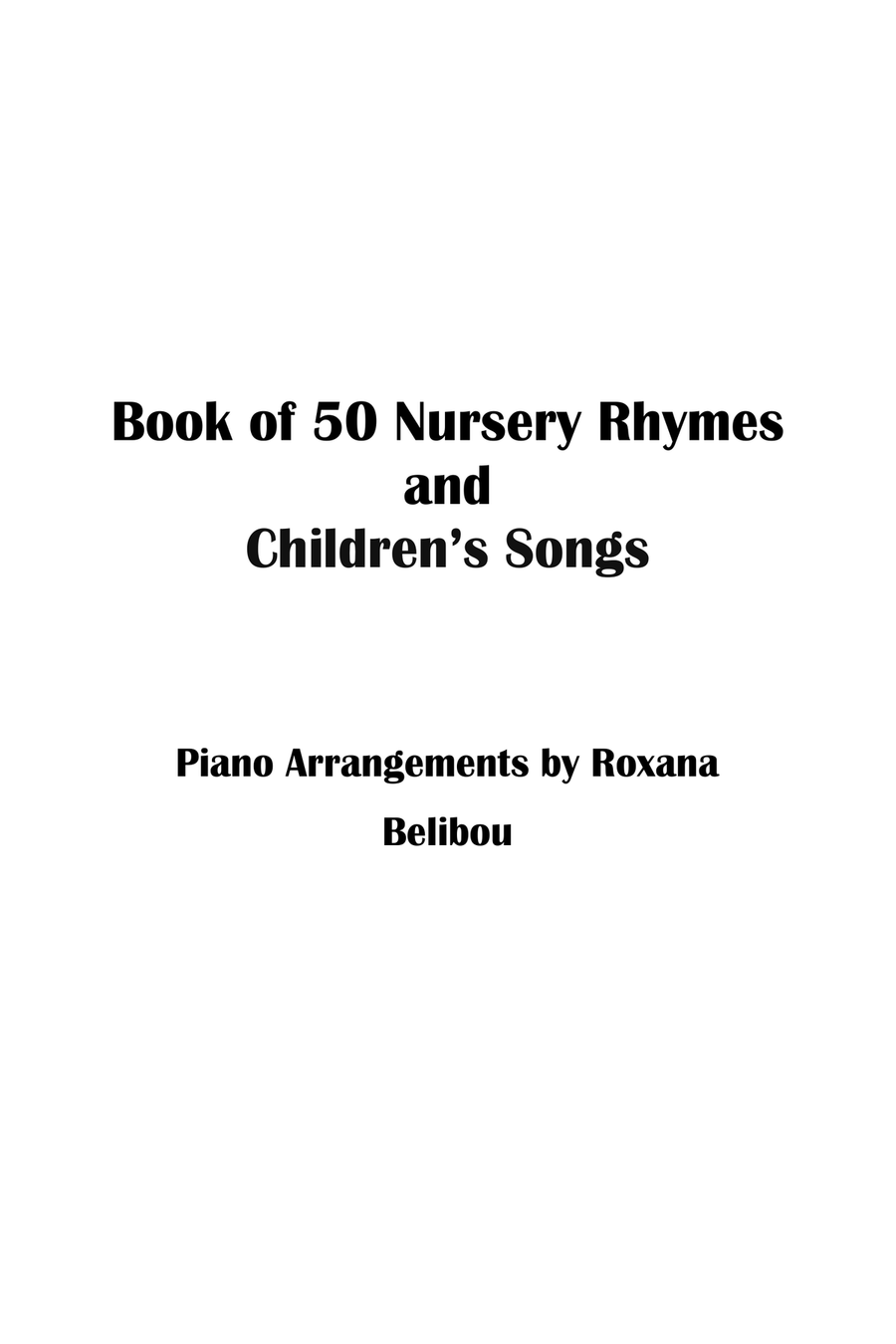 50 Nursery Rhymes and Children Songs Sheet Collection Easy Piano Piano Method scores gallery preview page 1