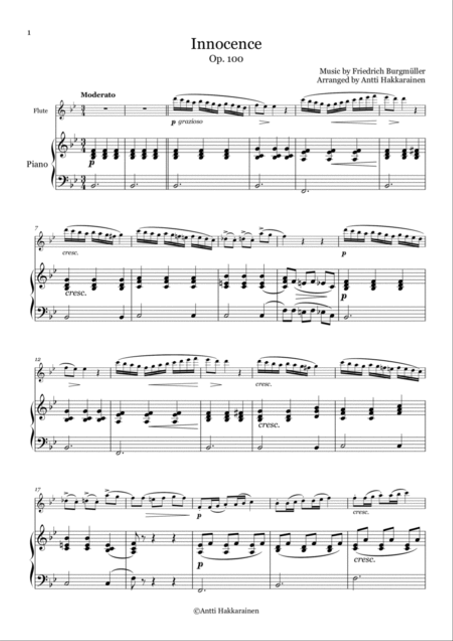 Innocence Op. 100 - Flute & Piano Flute Solo scores gallery preview page 2