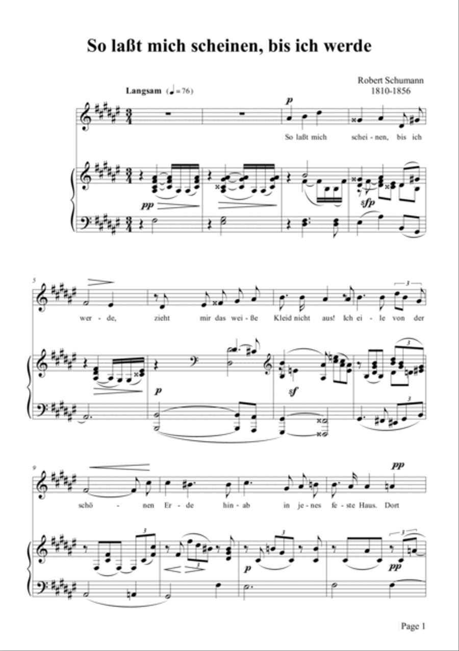 Schumann-So laßt mich scheinen,bis ich werde,Op.98a No.1 in F♯ Major Voice scores gallery preview page 2