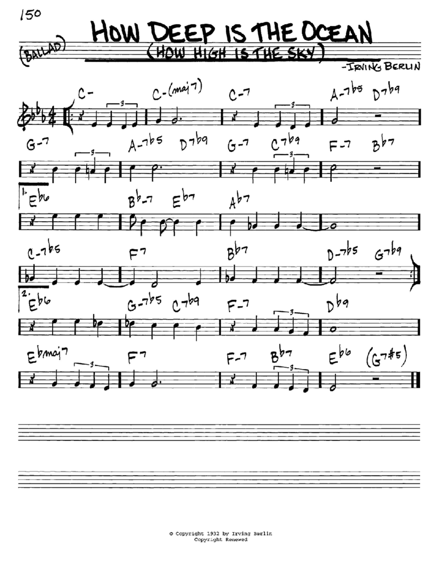 How Deep Is The Ocean (How High Is The Sky) C Instrument scores gallery preview page 1