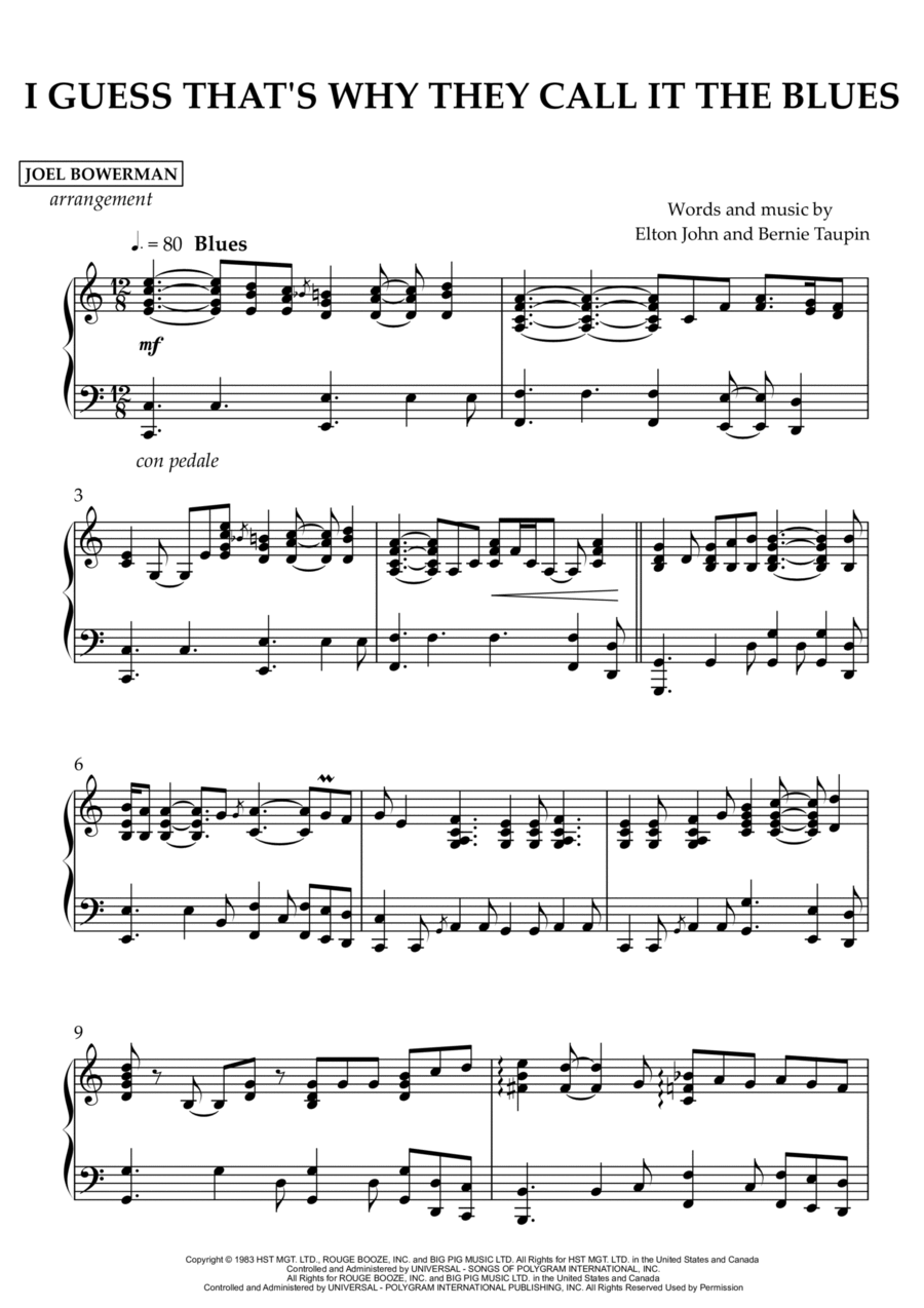 I Guess That's Why They Call It The Blues Piano Solo scores gallery preview page 1