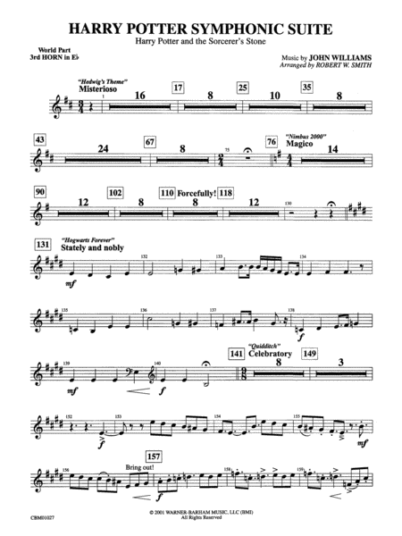Harry Potter Symphonic Suite: (wp) 3rd Horn in E-flat