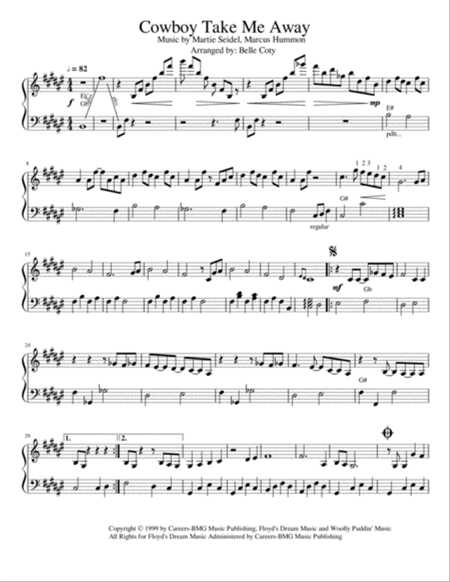 Cowboy Take Me Away Harp scores gallery preview page 1