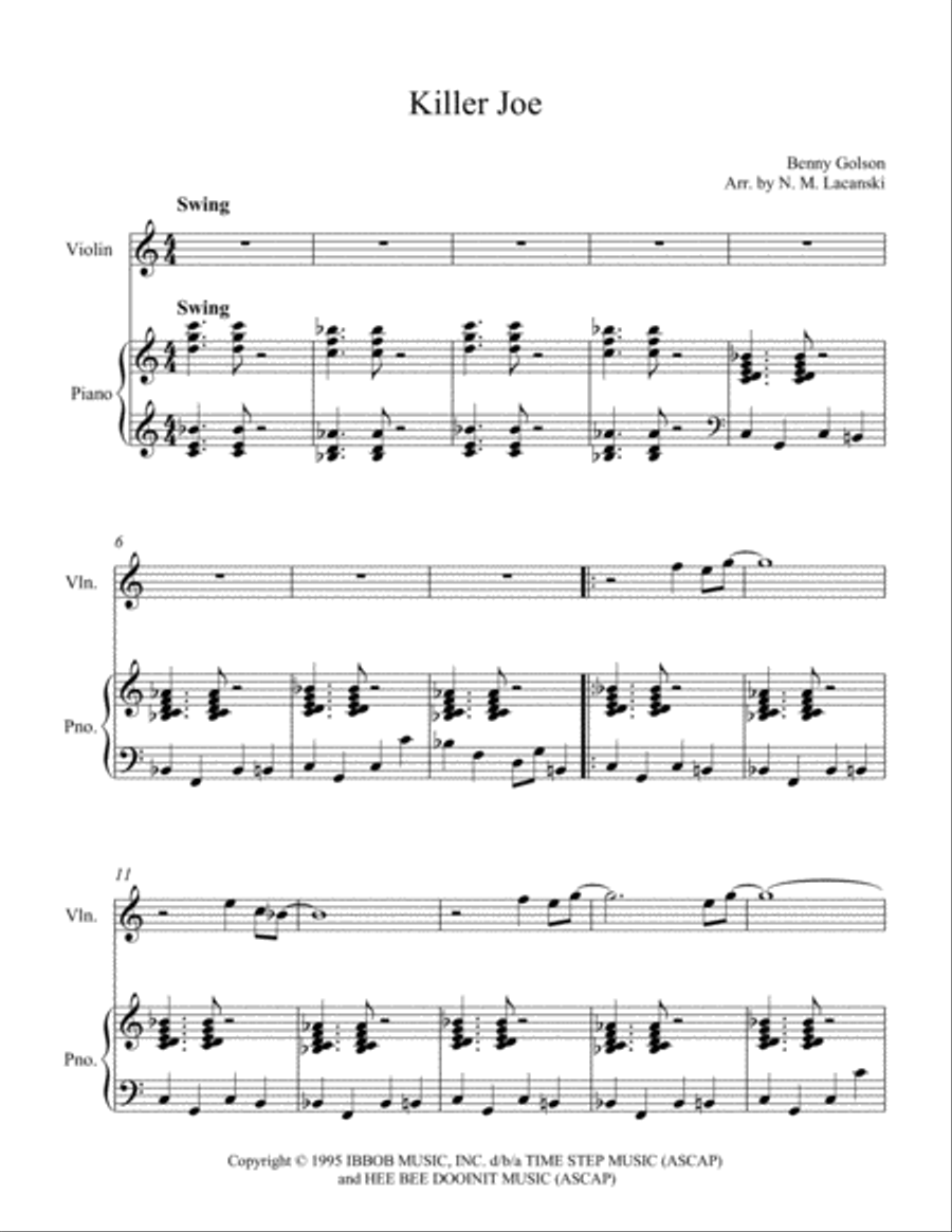 Cool Joe, Mean Joe (killer Joe) Violin Solo scores gallery preview page 2