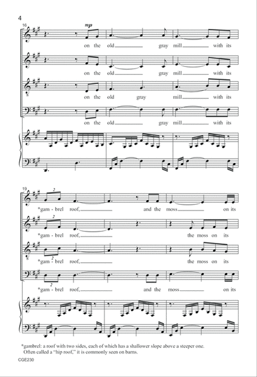 The Old Mill (SATB) 4-Part scores gallery preview page 4