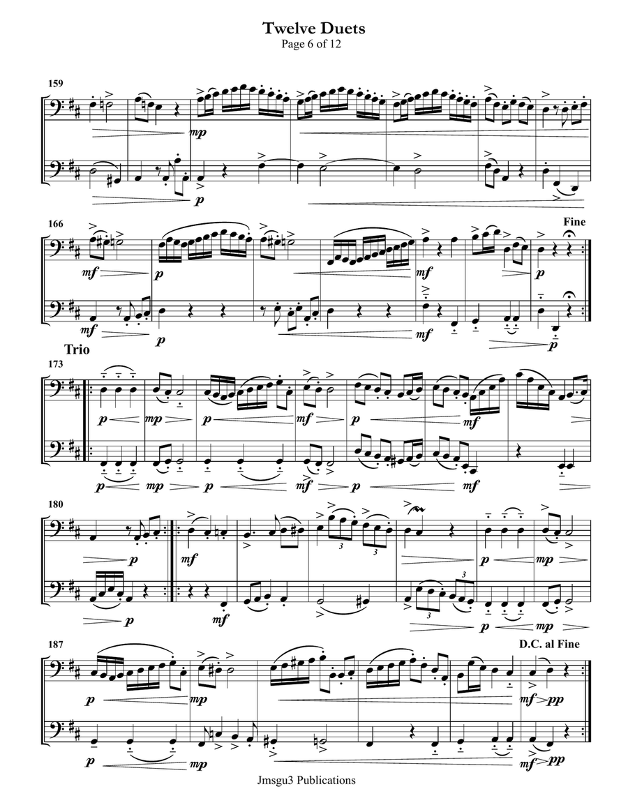 Mozart: Twelve Duets K. 487 for Bassoon Duo Woodwind Duet scores gallery preview page 6