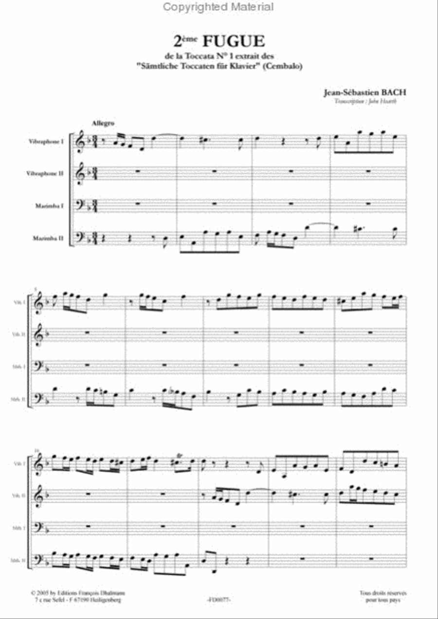 Deuxième fugue de la Toccata Nr 1 Percussion scores gallery preview page 2