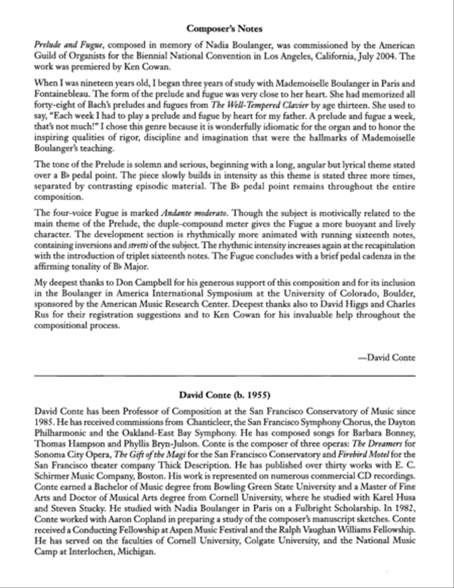 Prelude and Fugue: In Memoriam Nadia Boulanger Organ scores gallery preview page 1