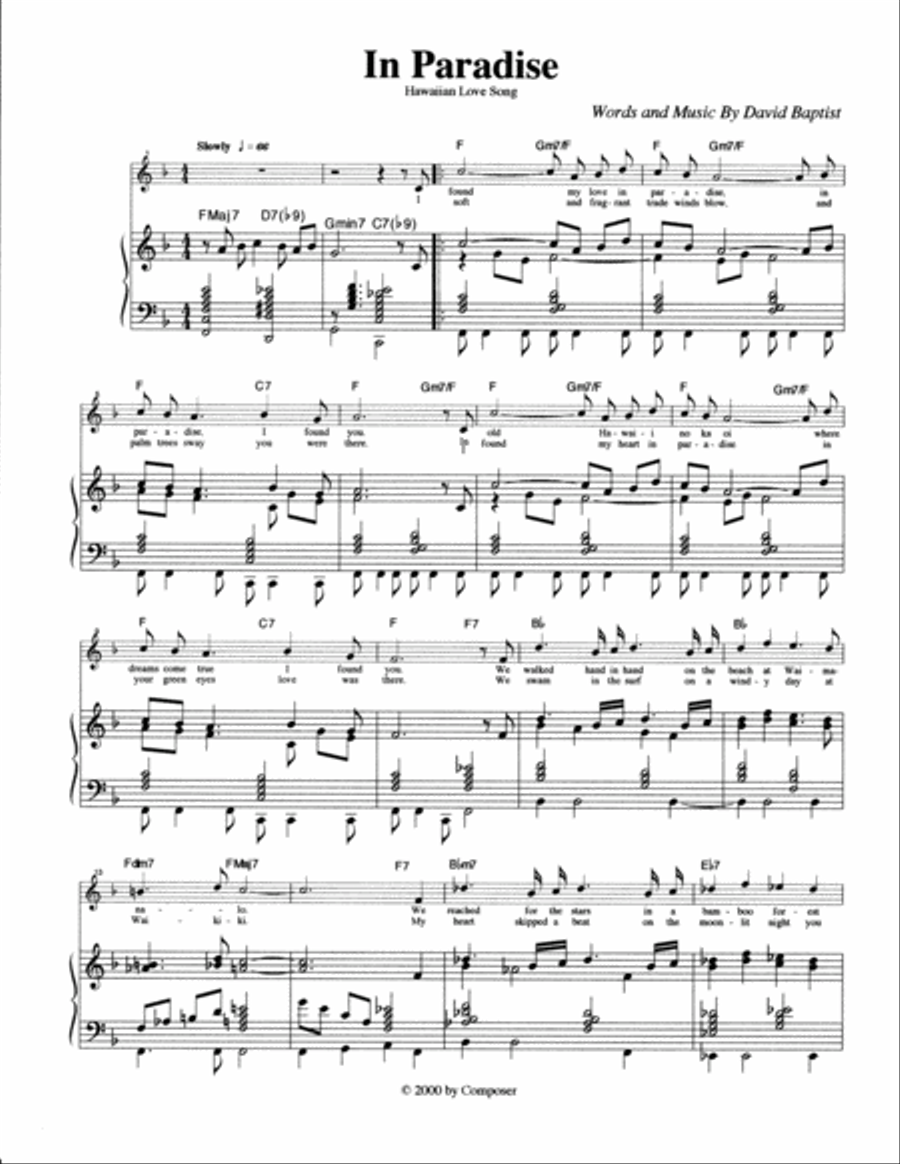 In Paradise for Voice and Piano Voice Solo scores gallery preview page 1